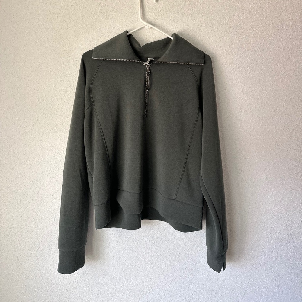 Spanx AirEssentials Quarter Zip Sweatshirt Deep Gray, Size XL